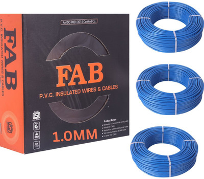 kripa FAB 1.0 MM 90 MTR FR PVC Insulated Copper wire Cable Pack OF-3 1 sq/mm Blue 90 m Wire(Blue)