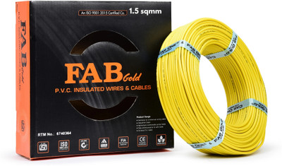 FAB GOLD COPPER 1.5 sq/mm |90 MTR |Multi Strand Electrical Wire Cable |Premium quality| 1.5 sq/mm Yellow 300 ft. Wire(Yellow)