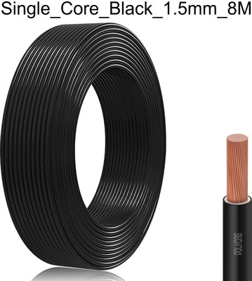 JELECTRICALS PVC 1.5 sq/mm Black 8 m Wire(Black)