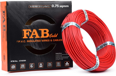 FAB GOLD COPPER 0.75 sqmm |90 MTR |Multi Strand |Electrical Wire Cable Premium quality 0.75 sq/mm Red 300 ft. Wire(Red)