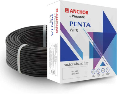 Anchor By Panasonic PVC Insulated Industrial Cable 6 sq/mm Black 90 m Wire(Black)