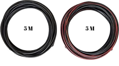 DAYSTAR SOLAR Polycab DC Cable XLPO UV Protected 4 sq.mm tin plated copper cable 4 sq/mm Multicolor 5 m Wire(5M BLACK, 5M RED)