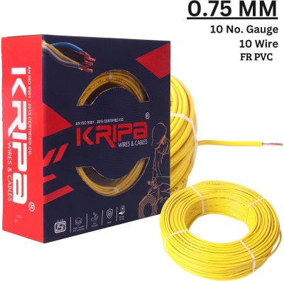 kripa 0.75 sqmm Copper Multi Strand House Fitting FR PVC Lite Electric Wire Cable 10No 0.75 sq/mm Yellow 91 m Wire(Yellow)