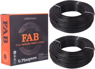 kripa FAB 0.75 MM 90 MTR FR PVC Insulated Copper wire Cable Pack OF-2 0.75 sq/mm Black 90 m Wire(Black)