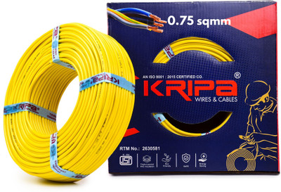 kripa 0.75 sqmm Copper Multi Strand House Fitting FR PVC Lite Electric Wire Cable 10No 0.75 sq/mm Yellow 91 m Wire(Yellow)