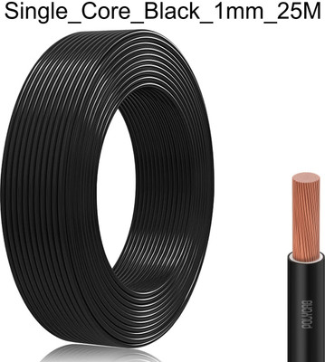 JELECTRICALS PVC 1 sq/mm Black 25 m Wire(Black)