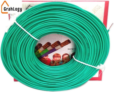 GrahLogy .75mm copper wire Unheated, PVC Insulated, Single 1 Core Flexible 0.75 sq/mm Green 90 m Wire(Green)
