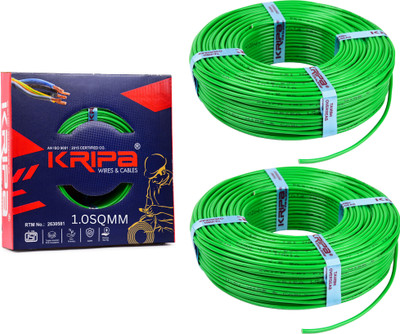 kripa 1.0 sq/mm 90 MTR FR PVC Multi Strand Electrical Wire Cable Pack of-2 1 sq/mm Green 300 ft. Wire(Green)