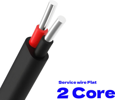 VISHWA 8.0 sqmm |2 CORE Flat| Aluminium Cable |Service agriculture wire Hevy Gauge 8 sq/mm Black 90 m Wire(Black)