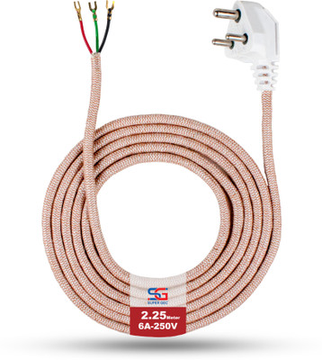 SUPER GEC 632 3-Pin/3 Core Cotton Protected Copper Wire Cord Plug for Iron,Press Lead 1.5 sq/mm Gold 2.25 ft. Wire(Gold)