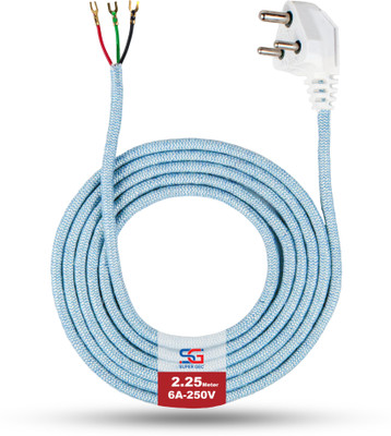 SUPER GEC 3-Pin/3 Core Cotton Protected Copper Wire Cord Plug for Iron,Press Lead (23/60) 1.5 sq/mm Blue 2.25 ft. Wire(Blue)