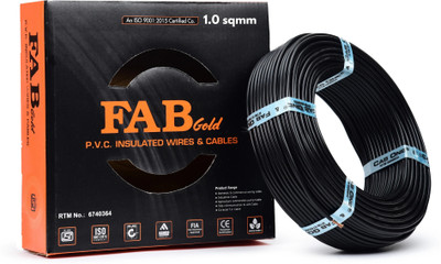 FAB GOLD COPPER 1.0 sqmm| 90 MTR |Multi Strand |Electrical Wire Cable Premium quality 1 sq/mm Black 300 ft. Wire(Black)