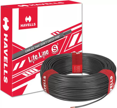HAVELLS Life Line FR, PVC 1.5 sq/mm Black 90 m Wire(Black)