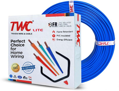 TWC Lite Single Core 2.5 sqmm Blue 45 meter Electrical Wire - FR PVC 2.5 sq/mm Blue 45 m Wire(Blue)
