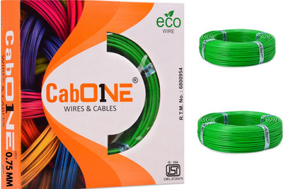 CabONE 0.75 sq/mm 90 MTR FR PVC Multi Strand Electrical Wire Cable Pack of-2 0.75 sq/mm Green 300 ft. Wire(Green)