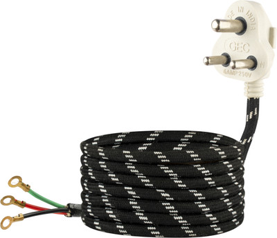 SUPER GEC Multi Purpose Iron Press Power Cord | 3 Pin Top 6A 250V | 1.5 sq/mm Black 2.7 m Wire(Black)