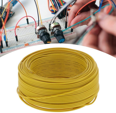 GrahLogy 1mm copper wire Unheated, 90 Meter PVC Insulated, Single Core Flexible 1 sq/mm Yellow 90 m Wire(Yellow)