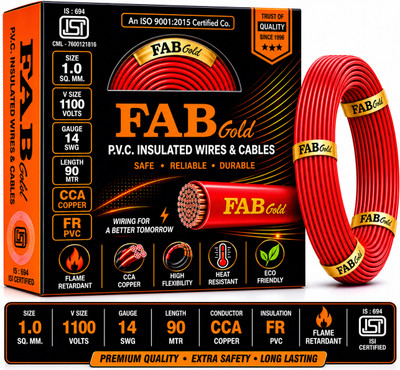 FAB GOLD CCA COPPER 1.0 sqmm |90 M |Multi Strand |Electrical Wire Cable |Premium quality 1 sq/mm Red 300 ft. Wire(Red)