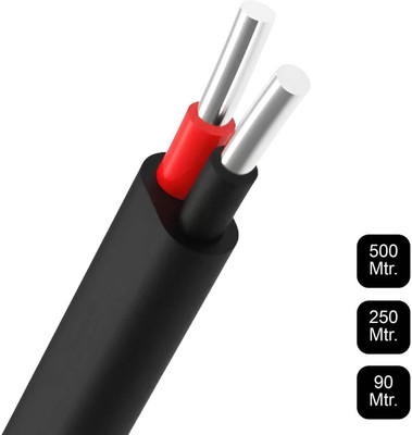 VISHWA 10 sqmm |2 CORE Flat| Aluminium Cable| Service Agriculture wire Hevy Gauge 10 sq/mm Black 91 m Wire(Black)