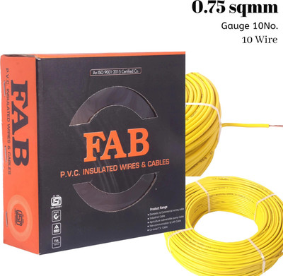 kripa FAB 0.75 mm FR PVC insulated Lite Single Core Copper Ftting Wire Cable 90M 0.75 sq/mm Yellow 300 ft. Wire(Yellow)