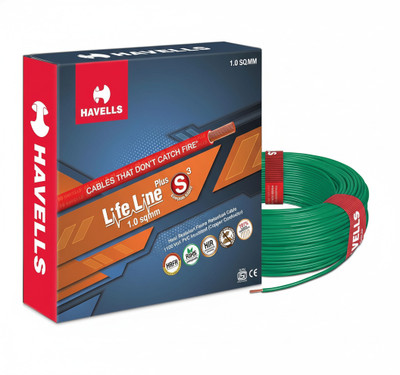 HAVELLS HAVELLS LIFE LINE FR PVC 1 sq/mm Green 90 m Wire(GREEN)