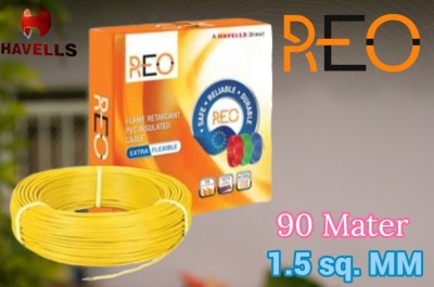 REO BY HAVELLS FLAME RETARDANT PVC INSULATED CABLE REO PVC 1.5 sq/mm Black 90 m Wire(Black)