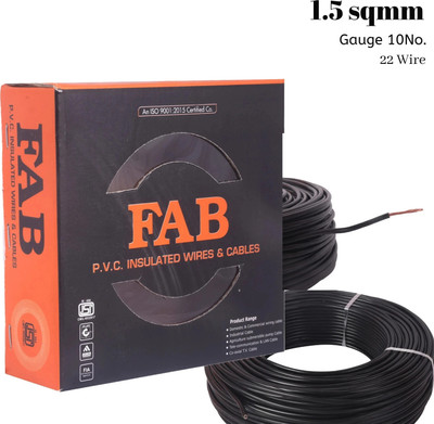kripa FAB 1.5 sqmm FR PVC insulated Lite Single Core Copper Ftting Wire Cable 90M 1.5 sq/mm Black 300 ft. Wire(Black)