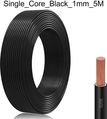 JELECTRICALS PVC 1 sq/mm Black 5 m Wire(Black)