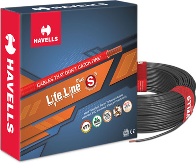 HAVELLS HRFR PVC 4 sq/mm Black 90 m Wire(Black)