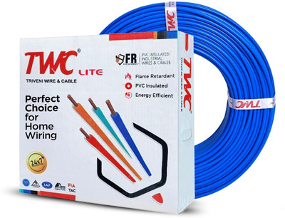 TWC Lite Single Core 0.75 sqmm Blue 45 meter Electrical Wire - FR PVC 0.75 sq/mm Blue 45 m Wire(Blue)