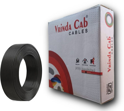 VrindaCab Multi Strand House Wiring Cable | FR PVC Insulated CCR Copper Wire 1.5 sq/mm Black 90 m Wire(Black)