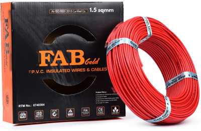 FAB GOLD COPPER 1.5 sq/mm |90 MTR |Multi Strand Electrical Wire Cable |Premium quality| 1.5 sq/mm Red 300 ft. Wire(Red)