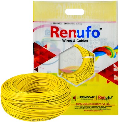 Renufo Single Core PVC Insulated Eco-Friendly Flexible Copper Wires & Cables 0.5 sq/mm Yellow 100 m Wire(Yellow)