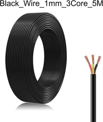 JELECTRICALS PVC 1 sq/mm Black 5 m Wire(Black)