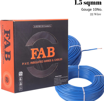 kripa FAB 1.5 sqmm FR PVC insulated Lite Single Core Copper Ftting Wire Cable 90M 1.5 sq/mm Blue 300 ft. Wire(Blue)