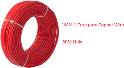 HYmech 1MM 1 Core pure Copper wire 1 sq/mm Red 60 m Wire(Red)
