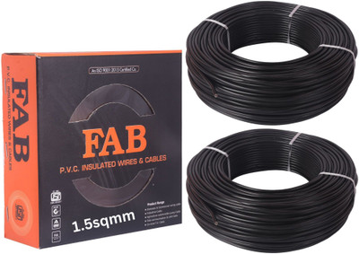 kripa FAB 1.5 MM 90 MTR FR PVC Insulated Copper wire Cable Pack OF-2 1.5 sq/mm Black 90 m Wire(Black)