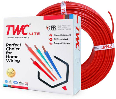 TWC Lite Single Core 1.5 sqmm Red 90 meter Electrical Wire - FR PVC 1.5 sq/mm Red 90 m Wire(Red)