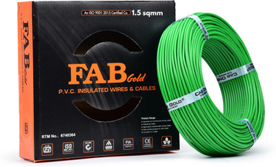 FAB GOLD COPPER 1.5 sq/mm |90 MTR |Multi Strand Electrical Wire Cable |Premium quality| 1.5 sq/mm Green 300 ft. Wire(Green)