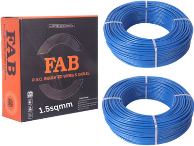 kripa FAB 1.5 MM 90 MTR FR PVC Insulated Copper wire Cable Pack OF-2 1.5 sq/mm Blue 90 m Wire(Blue)