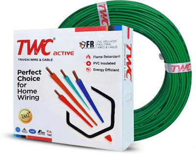 TWC Active Single Core Electric PVC Copper Wire For Domestic & Industrial purpose 0.75 sq/mm Green 90 m Wire(Green)