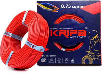 kripa 0.75 sqmm Copper Multi Strand House Fitting FR PVC Lite Electric Wire Cable 10No 0.75 sq/mm Red 91 m Wire(Red)
