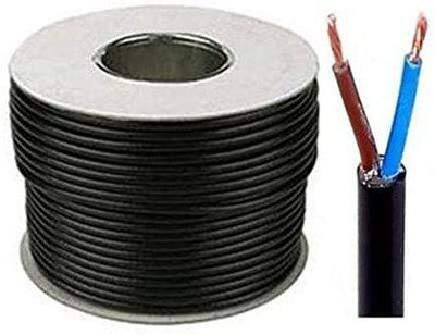 Rhobos 2-Core Round Copper Wire & Cable | 90m PVC Insulated Roll | High-Conductivity 1 sq/mm Black 90 m Wire(Black)