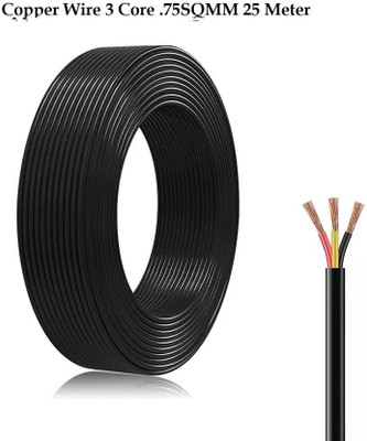 JELECTRICALS PVC 0.75 sq/mm Black 25 m Wire(Black)