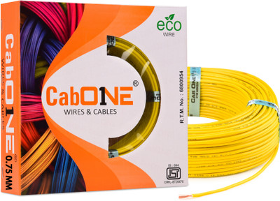 CabONE CCA Copper 0.75 sq/mm 90 MTR FR PVC Multi Strand Electric Electrical Wire Cable 0.75 sq/mm Yellow 300 ft. Wire(Yellow)