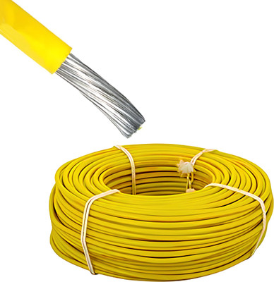 Elevea { 15 YEARS WARRANTY } 5 Meters 10 Sq mm Aluminium Solid PVC Wire - Single Core 10 sq/mm Yellow 50 m Wire(Yellow)