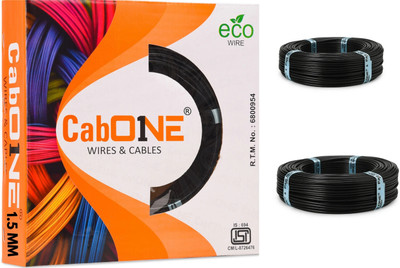 CabONE 1.5 sq/mm 90 MTR FR PVC Multi Strand Electrical Wire Cable Pack of-2 1.5 sq/mm Black 300 ft. Wire(Black)