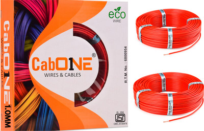 CabONE 1.0 sq/mm 90 MTR FR PVC Multi Strand Electrical Wire Cable Pack of-2 1 sq/mm Red 300 ft. Wire(Red)