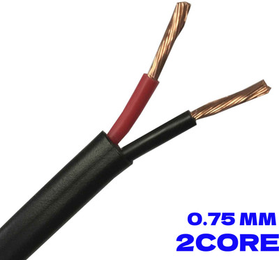ELSON 0.75 mm x 2 Core Multi Round Core Copper Cable AC wire Multi Purpose of usage 0.75 sq/mm Black 91 m Wire(Black)