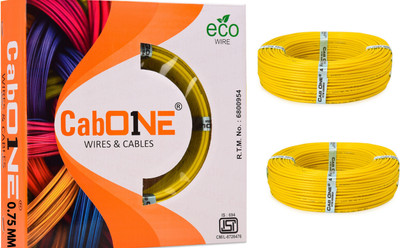 CabONE 0.75 sq/mm 90 MTR FR PVC Multi Strand Electrical Wire Cable Pack of-2 0.75 sq/mm Yellow 300 ft. Wire(Yellow)